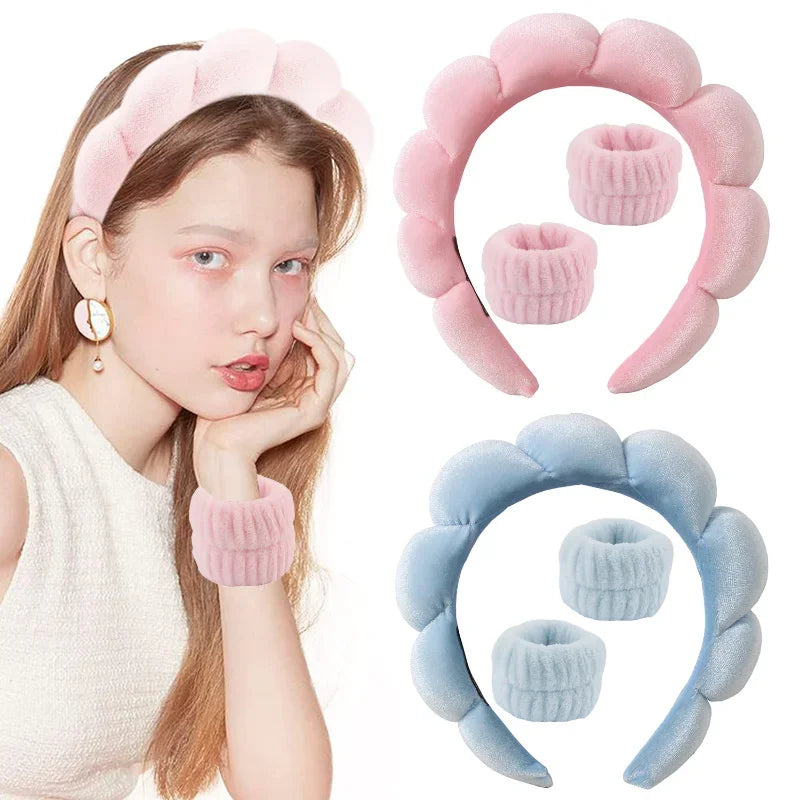 Sponge Spa Headband with Wristbands for Washing Face