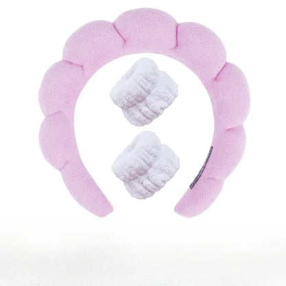 Sponge Spa Headband with Wristbands for Washing Face